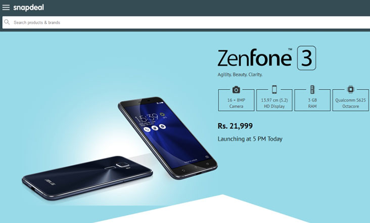 Asus Zenfone 3 with 5.2-inch HD display, 3GB RAM listed on Snapdeal for Rs. 21,999 ahead of its launch Asus Zenfone 3