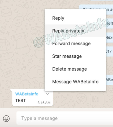 WhatsApp Private Reply Beta